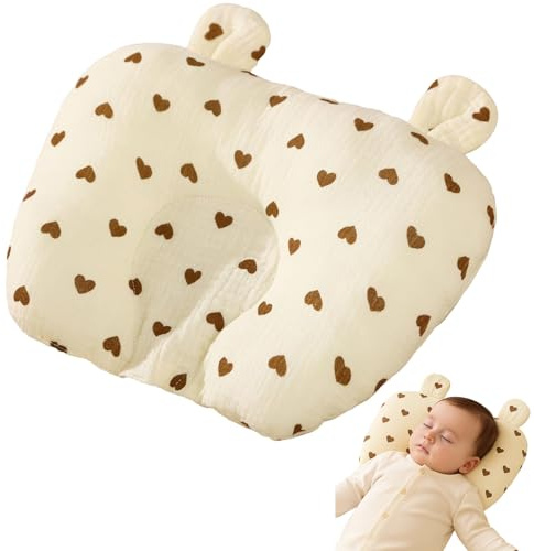 Eowduk Baby Pillow Newborn Flat Head - Baby Flat Head Pillow, Breathable Newborn Pillows for Shape (Heart)
