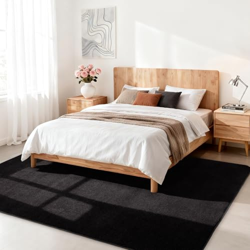 Alfombra de salón, de pelo corto, decoración para salón, mullida, suave, lavable y antideslizante, moderna alfombra monocromática para dormitorio, habitación de los niños, alfombra de cama, 160 x 220