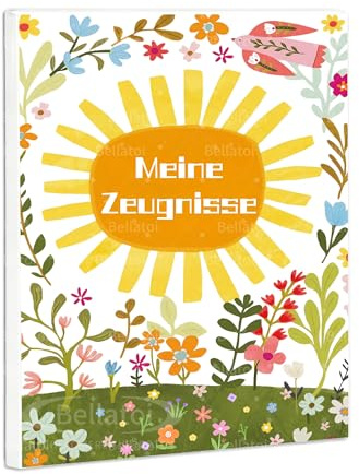 Bellatoi Zeugnismappe A4 Plastik - 20 Taschen Dokumentenmappe | Für Schulmappe Mädchen und Jungen (Sonnenthema)