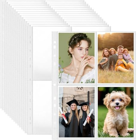 Tbintul Pack de 100 fundas A4 para fotos,fundas transparentes con 800 compartimentos,Bolsillos de Doble Cara portafolios para fotos álbum de fotos de carga
