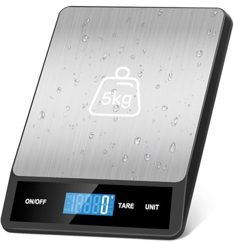 Zivacate Bilancia Cucina Digitale, Bilancia da Cucina 15kg, Alta Precisione 1g/0.05oz, Piatto Inox, Display ad Alta Luminosità, 6 Unità con Funzione Tara, per Scuola, Casa, Pasticceria, Cucina