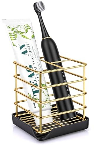 CHONLY Black Toothbrush Holder, Stainless Steel Electric Toothbrush Holder, Toothbrush Holders for Bathroom, Bathroom Organizers, Bathroom Counter Organizer (S2)