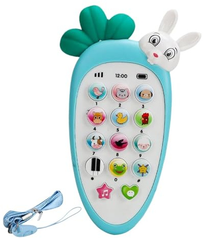 Vigilabebés - Seguro de usar, móvil simulado, teléfono de de zanahoria con luz y sonido | Juguetes para morder para bebés, regalos para y niñas, juguetes móviles para bebés a partir de