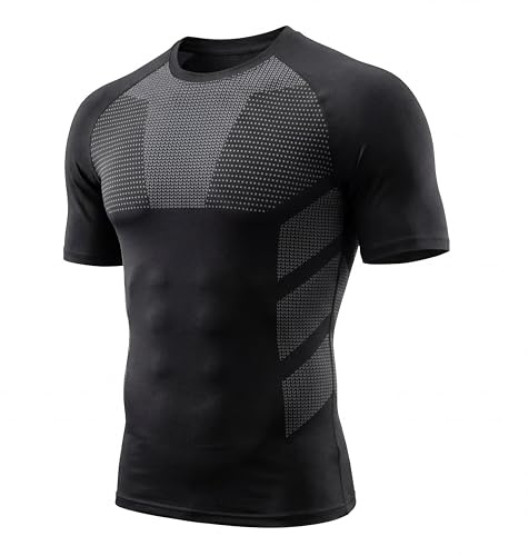 Camiseta de Compresión Hombre Manga Corta para Running y Gimnasio, Camiseta Deportiva Ajustada Transpirable de Secado Rápido, Base Layer Fitness para Entrenamiento