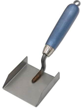 DEWEPRO Stuckateur Kantenkelle 80x83mm – Edelstahl Eckkelle Mit Holzgriff – Rostfreier Kantenspachtel Für Außenecken – Profi Stuckateurspachtel Zum Verputzen, Spachteln & Trockenbau