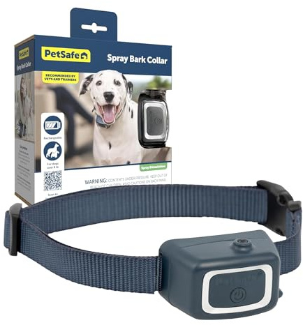 PetSafe Spray Bark Dog Collar, Automatic No Bark Device for Dogs 8 lb. and Up - Rechargeable and Water-Resistant – Includes Citronella and Unscented Spray Refills & USB Charging Cable, Navy