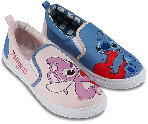 Disney Damen Lilo und Stitch Schuhe – Damen Klassische Lilo und Stitch Slip On Sneakers Lilo and Stitch Canvas Slip On Sneakers, hellblau, 39 EU