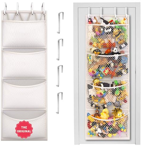 Honeyera The Original Stuffed Animal Storage (Patented) - Over Door Organizer for Stuffies, Baby Ideas Holder, Toy Plush Hammock Hanging Net Big Girls Toddler Large Bag Animals Stuffy