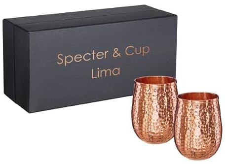 Specter Kupferbecher Lima 2er Set 500ml, 100% reines Kupfer, Cocktailbecher