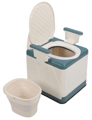 Klappbarer Toilettenstuhl für den Nachttisch, Tragbare Toilette mit Armlehnen und Rückenlehne, Töpfchenstuhl für Erwachsene für Senioren, Behinderte und ältere Menschen (grün)