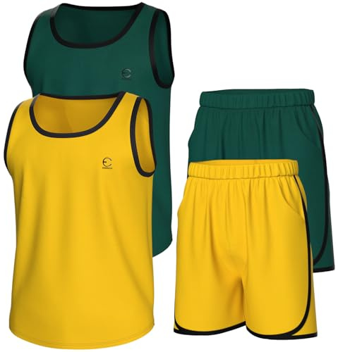 Essenclo pojkar kläder set, atletisk rund hals ärmlös t-shirt och pojkar korta set kläder med fickor 4 st - storlek 3-16