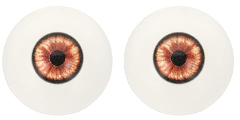PATIKIL Occhi di 32mm, 1 Coppia di Occhi Acrilici Realistici Mezza Sfera in Plastica per Maschere Halloween Artigianato, Arancione Rosso