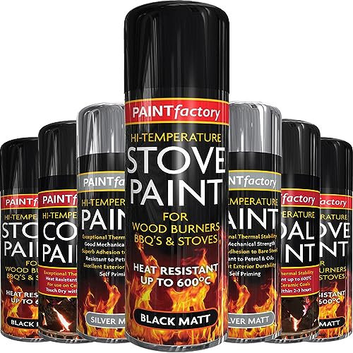 1 x High Temperature Black Matt Aerosol Spray Paint 400ml, Stove Up To 600°C, Engine Exhaust Adhesion, Heat Resistant Wood Burners, BBQ Grill