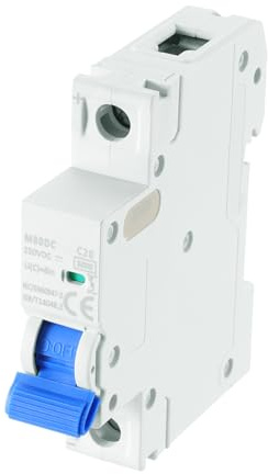 sourcing map 1Pcs Miniature Circuit Breaker 1P 20A DC 250V M80DC DIN Rail Mount Disconnect Switch Circuit Breaker Protection Thermal Magnetic Trip for Short Circuit Protection, Blue