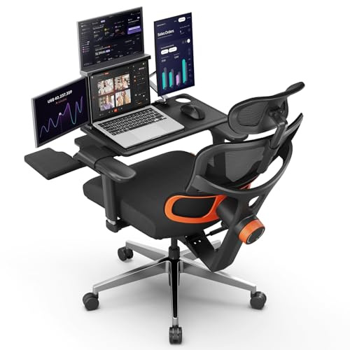 Newtral Computer Desk Chair with Retractable Laptop Tray, Auto Tracking Lumbar Support, Korean KGS Gas Lift & BIFMA Steel Base, 4D Armrest, 2D Headrest, 136° Reclining Mesh Chair Executive Chair