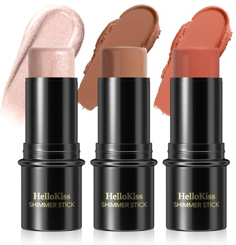 3PCS Contour Highlighter Blush Stick Set – Waterproof Long-Lasting Cream Stick for Cheeks, Lips & Eyes, Long-Lasting & Easy to Apply