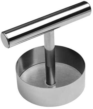 Pressa per hamburger, stampo per carne, strumento manuale in acciaio inox, manico ergonomico antiaderente, 1 pezzo argento per barbecue, cucina, casa, uso commerciale polpette a di ogni volta