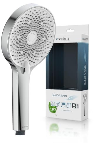SCHÜTTE Handbrause SAMOA RAIN | Samtstrahl-Technologie | Duschkopf mit über 300 Düsen | 3 einstellbare Strahlarten | Brausekopf Antikalk für die Dusche | Weiß