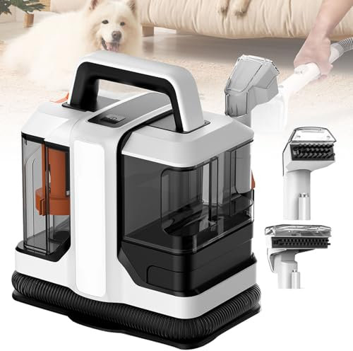 Pulitore per macchie, pulitore portatile per tappeti e tappezzeria, piccolo e leggero lava-tappeti portatile, perfetto per tappeti, moquette, scale e auto, con testina a spazzola di due dimensioni