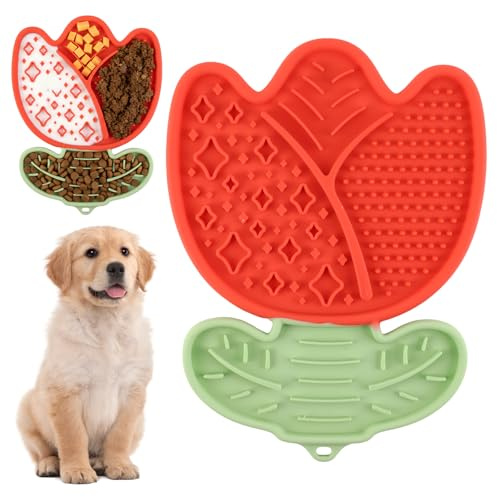 Hwtcjx Tappetino Leccare Cane, Tappetini Leccare Cani con Ventosa, Senza BPA, Lick Mat per Bagno,Toelettatura,Addestramento,Curarlo, Tappetino da Mangiare per Cani per Burro,Yogurt e Arachidi (rosso)