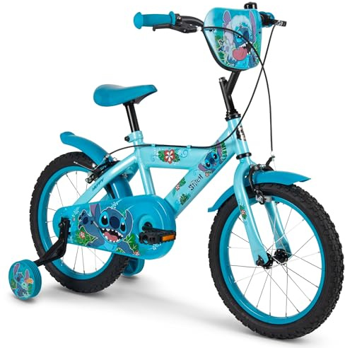 Huffy Disney Stitch Vélo pour Enfant 16 avec Roues stabilisatrices, Cadre en Acier, Frein à rétropédalage