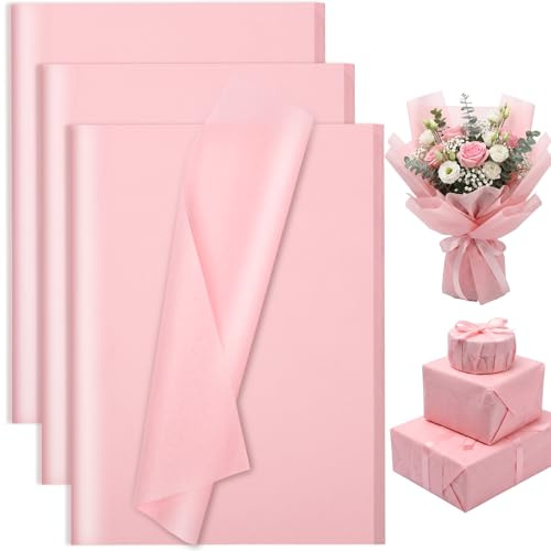 woric 50 Sheets Pink Tissue Paper, 50 * 70cm Pink Wrapping Paper | Soft yet Sturdy tissue paper for Gift Wrap DIY Wedding Baby Shower Birthday Anniversary Graduation, Easy to Fold & Cut