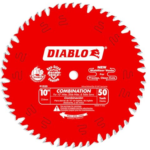 Diablo Combination Saw Blade - 10 Dia., 50-Teeth, 5/8 Arbor, .098 Kerf