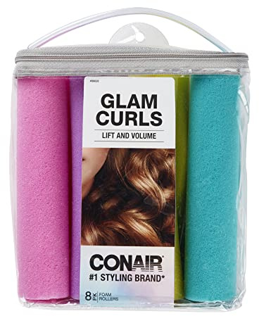 Conair Foam Hair Rollers -Heatless curls - Foam Rollers - Hair Rollers - Loose Hair Curlers in Assorted Sizes - 8 Count w/storage case