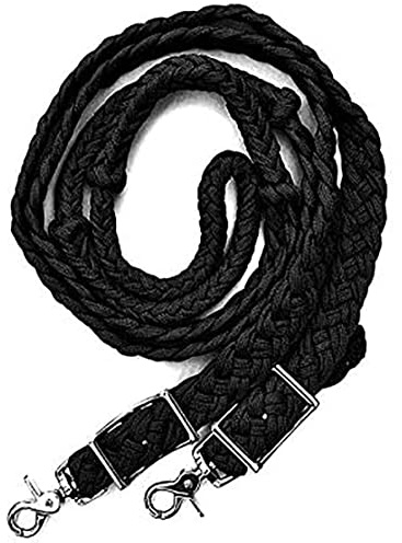 The Epic Animal Braided Barrel Reins with Scissor Snaps (Black)