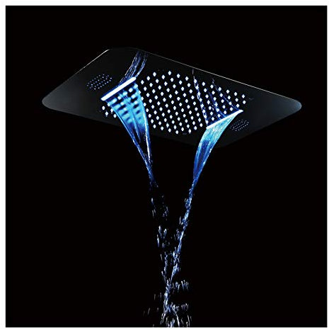Shower Set LED Musique Bluetooth Tête de Douche Haute Pression Pommeau de Douche Chromé Pommeau Douche Acier Inoxydable Monté au Plafond Pomme de Douche pour Salle de Bain, 580 * 380 mm