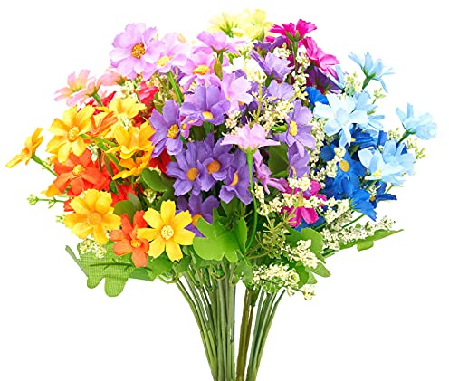 Pretty Jolly 6 Bundles Outdoor Artificial Flowers for Decoration