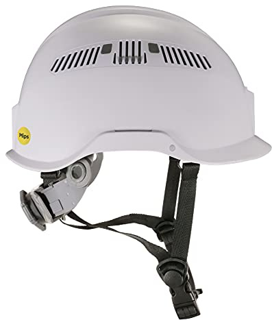 Ergodyne Skullerz 8975 MIPS Safety Helmet, Climbing Style, Construction Vented Hard Hat, Angled Impact Protection, Class C, White, Medium