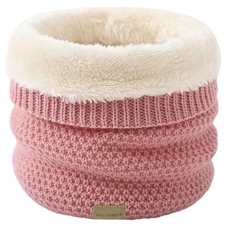 JFAN Neutral Bufanda De Punto Cruzado Suave Forrada De Doble Capa Cálida Bufanda a Prueba DeViento De Invierno(Talla única,Rosado)