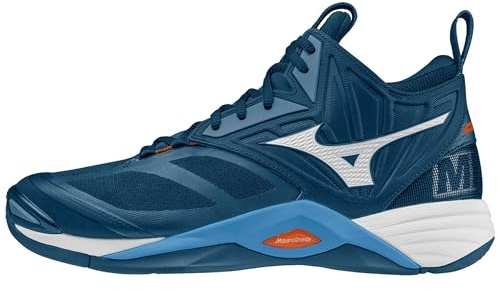 Mizuno Wave Momentum 2 Mid, Chaussures de Volleyball Unisexe pour Adultes, DarkDenim/White/ScarletIbi, 46 EU, Darkdenim White Scarletibi, 46 EU