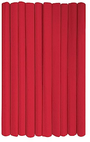 Interdruk – Crêpepapper Rullar för Barns DIY och Dekorationer - Paket med 10 rullar (50 cm x 200 cm, 28 g/m2) – 07 röd