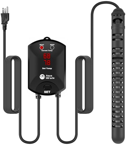 AquaMiracle Aquarium Heater Fish Tank Heater 200W with Dry-Run/Overheating Protection and Memory Function, External Thermostat with LED Digital Display, for Tanks 20-40 Gallons