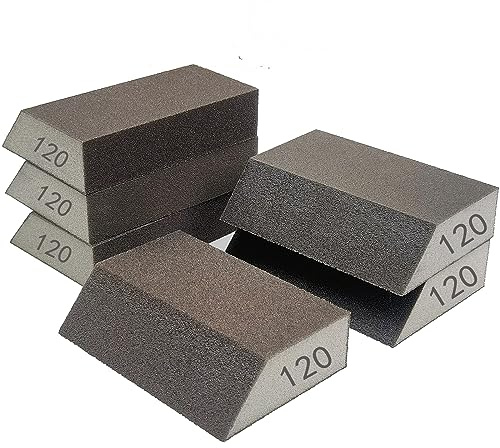SACKORANGE 6 Pack Sanding Sponge, 120 Grit Sanding Blocks Assortment,Washable and Reusable for Wood Drywall Metal Home (120 Grit)