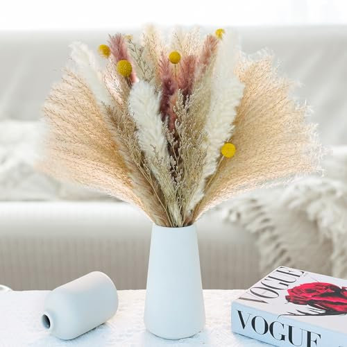 Pampasgras Trockenblumen Deko Natürliche DIY Trockenblumen Strauss Ideal for Boho Wohnzimmer-Schlafzimmer-und Vasen (LZGSGO-0122)