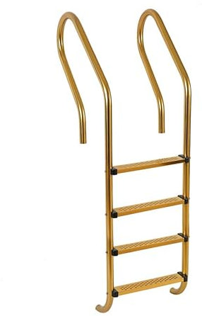 Bubinblau 4 Steps, Échelle de Piscine en Acier Inoxydable 3/4, Marches Dorées pour Piscines Creusées, Marches Antidérapantes en Acier Inoxydable, pour Piscines Intérieures/Extérieures