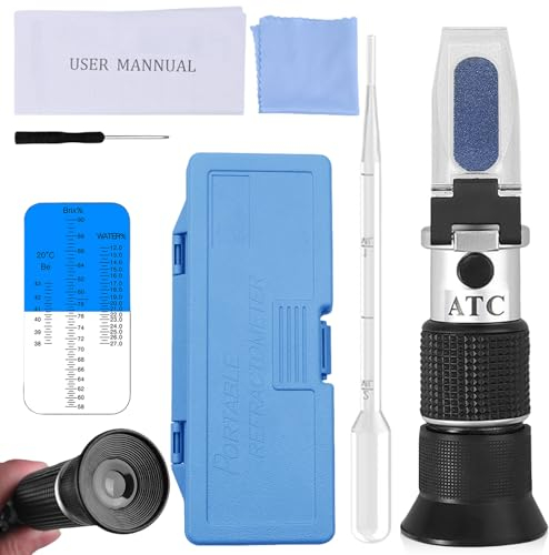 4-In-1 Frostschutz Refraktometer, Frostschutz Tester mit ATC, Frostschutzprüfer Refraktometer für die Prüfung Automobil Frostschutzprüfer,Scheibenwaschflüssigkeit, Batteriesäure, Propylenglykol