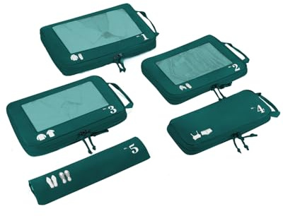 ECOHUB 5 Sets Compresión Organizador Maleta Packing Cubes For Travel Essentials Bolsas Organizadoras Ropa Viaje Avion Viajes Accesorios(Verde azulado)