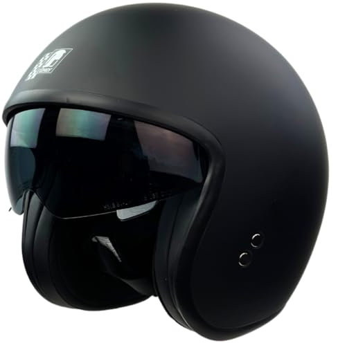 Römer Jethelm RR10701 - Motorradhelm mit Sonnenvisier + gratis klaren Visier, matt schwarz, Gr. M