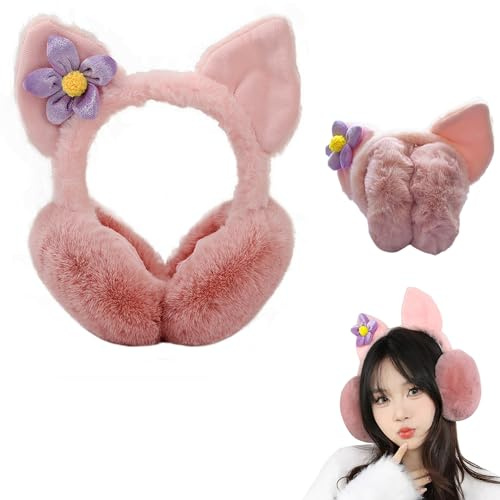 syiyunran Cache Oreilles Pliables Peluche - Rose 1pc Hiver Extérieur Confortables Adolescentes Couvre Stylés Mode Pièces Accessoires Chauds Convient aux adultes et aux enfants