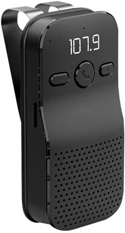 Handsfree Bluetooth 5.4 Car Kit Wireless Car Speakerphone with Visor Clip Bluetooth Car Speaker for Cell Phone Hands Free Speakerphone FM Transmitter 2-in-1 Support Voice Assistant TF Card