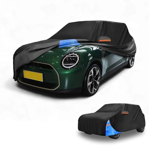 Partuto Housse Voiture Étanche Toutes Saisons Extérieur Automobile Anti-UV Soleil Pluie Protection Complète pour BMW pour Mini Cooper 02-21 210D Oxford Cloth Noir Bleu Bande Réfléchissante