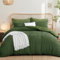 Aisbo Double Duvet Cover Set Olive Green Seersucker Bedding Set with 2 Pillowcases, Soft Breathable Textured Puckering Bed Quilt Cover Set with Zipper (200×200cm) 3pcs