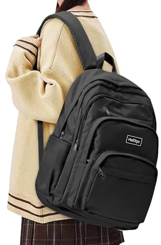 Clufar Schulrucksack Teenager Herren Schwarz Rucksack Schule 16.3 Zoll Laptop Herren Damen Wasserdicht Daypack Schulranzen Jungen Leich Schultasche Backpack Schoolbag für Causal Travel Reisen,Black