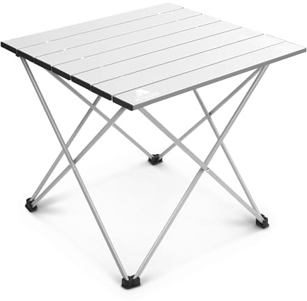 Voyager Camping Table – Foldable Outdoor Table with Adjustable Height, Extra Storage, Quick Setup, Lightweight & Durable – Compact Table for Camping, Picnic & Travel – medium 43x40x40cm