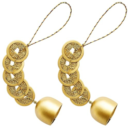 2 Pack Bronze Wind Chimes for Garden and Indoor, Zinc Alloy Wind Chime Decor for Outdoor Patio, Spiritual Gift and Feng Shui Home Decor