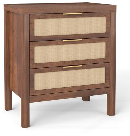 TOPINCN Mesa de Noche de Soporte Nocturno, Escritorio Lateral de Gran Capacidad, Organizador de Almacenamiento de Armario, Mesa de Fin de Madera de 3 Capas con Diseño de Cajón para la (Color Nuez)